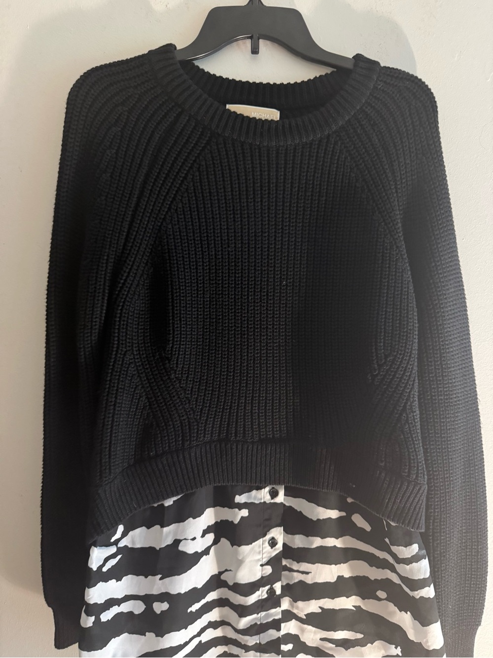 Michael Kors Women’s Black Ribbed Crewneck Sweater Size S